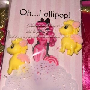 Candy yellow my little pony Pegasus earrings kawaii Lolita sugar doll lollipop